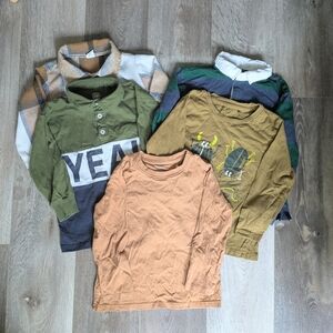 5 Piece Variety Pack Toddler Boy's Long- sleeve Shirts - Size 4T